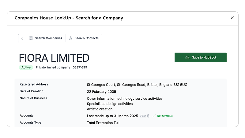 Companies House LookUp App Card