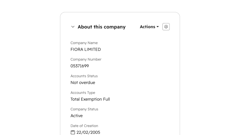 HubSpot company record with saved data